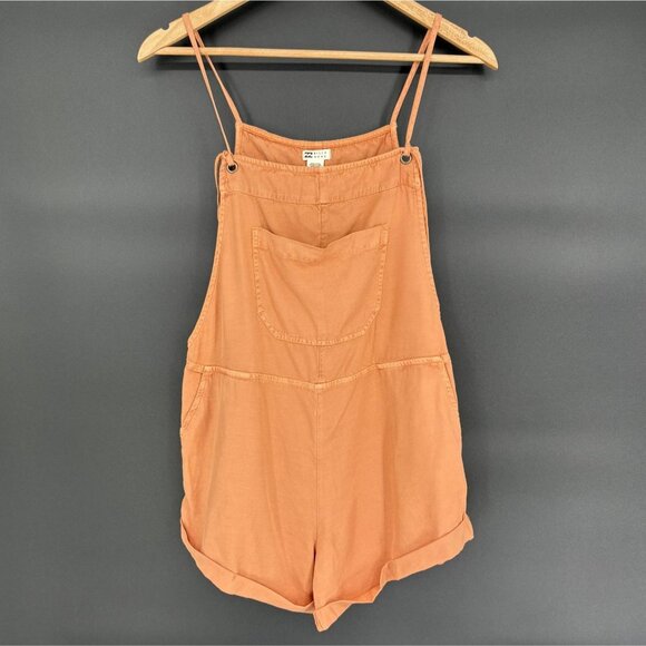 NWT Billabong Women's Wild Pursuit Romper Overalls M Orange Lightweight Shorts - Picture 2 of 12